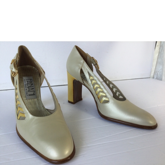 Handmade Fabiani Cream Pumps 3 Metallic Pearl Character US 5.5 - Picture 6 of 10